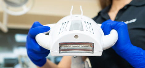 close-up of tooth whitening light in dental practice